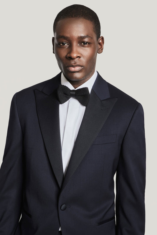 Navy Super 130's Peak Lapel Tuxedo Jacket