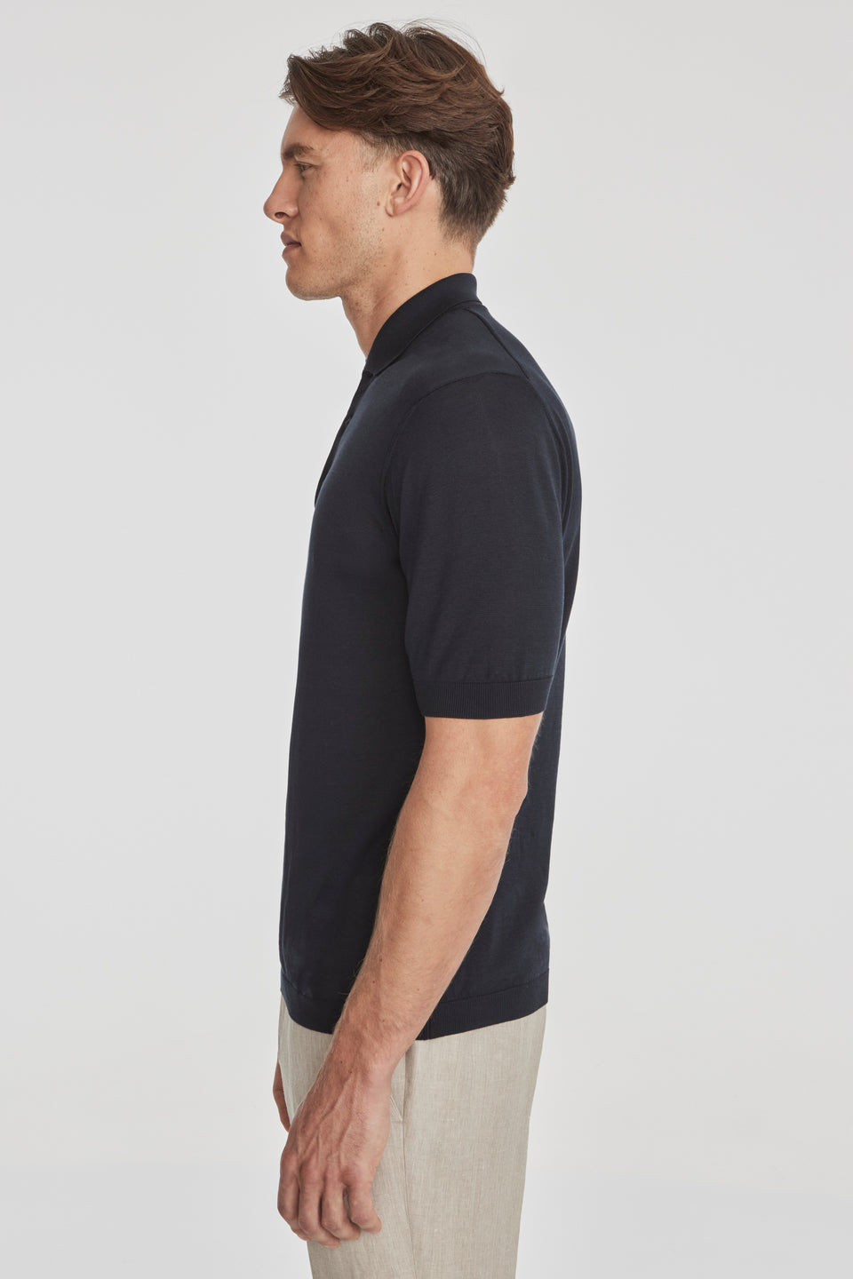 SetiCo Cotton and Silk Knit Polo in Midnight