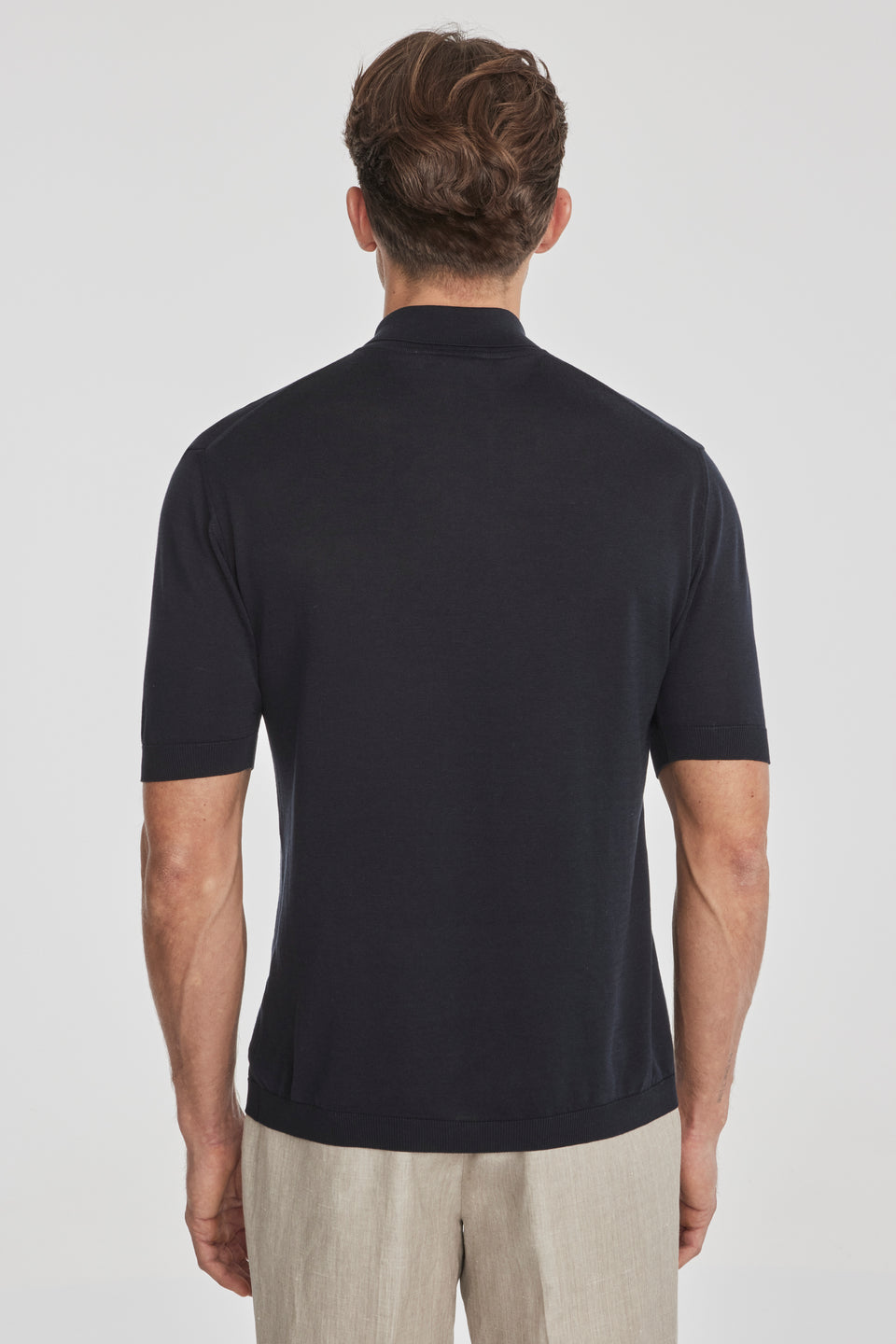 SetiCo Cotton and Silk Knit Polo in Midnight