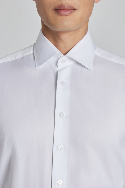 White Solid Cotton Oxford Dress Shirt