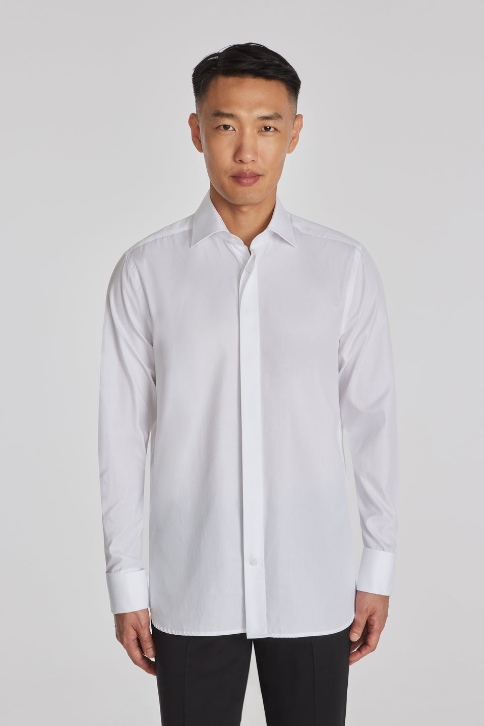 Formal Cotton Tuxedo Shirt in White