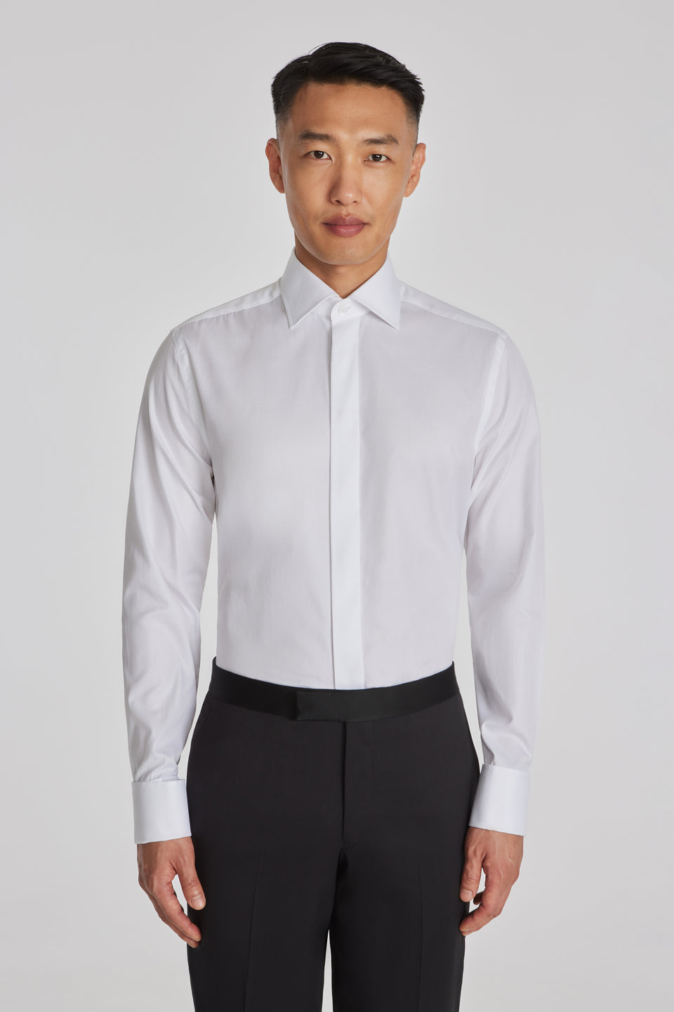 Formal Cotton Tuxedo Shirt in White