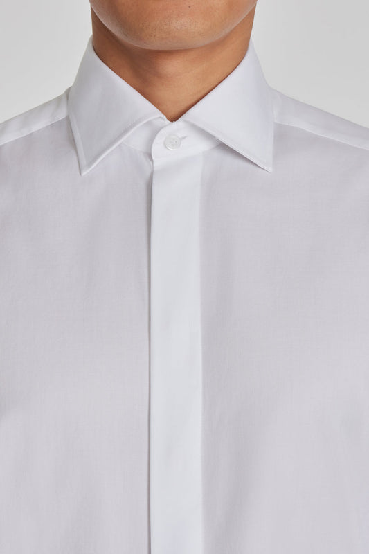 Formal Cotton Tuxedo Shirt in White