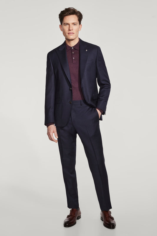 NAVY PLAID SUIT - WOOL BY LORO PIANA