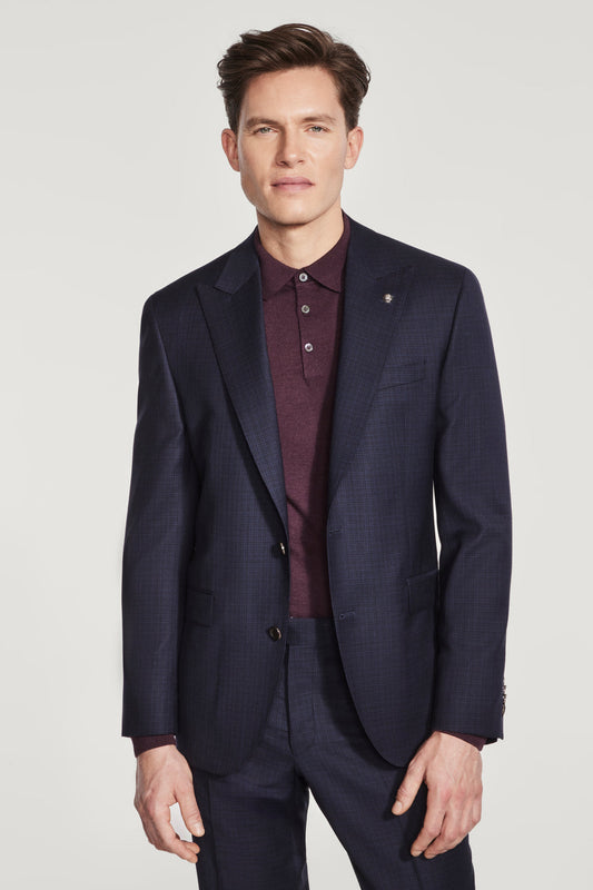 NAVY PLAID SUIT - WOOL BY LORO PIANA