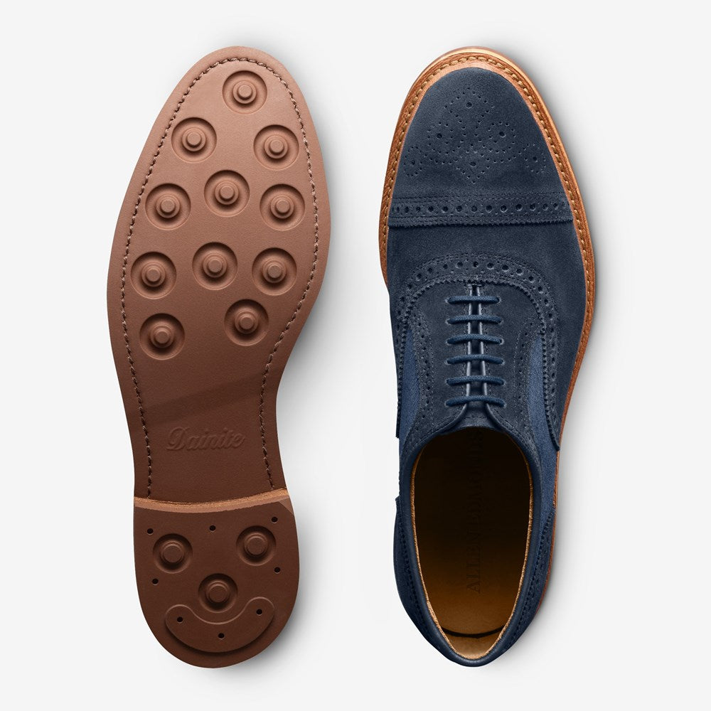 ALLEN EDMONDS STRANDMOK CAP-TOE OXFORD WITH DANITE SOLE - NAVY SUEDE MIX