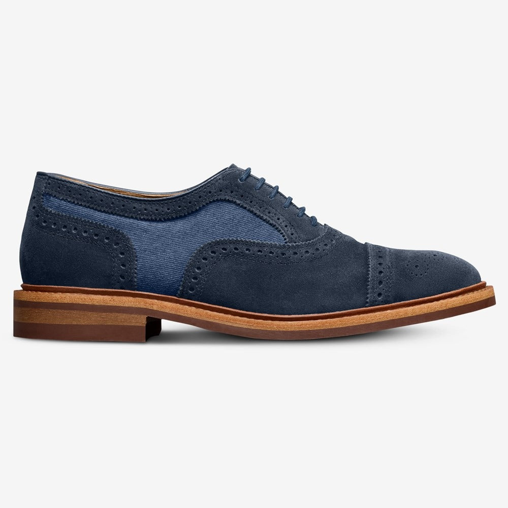 ALLEN EDMONDS STRANDMOK CAP-TOE OXFORD WITH DANITE SOLE - NAVY SUEDE MIX