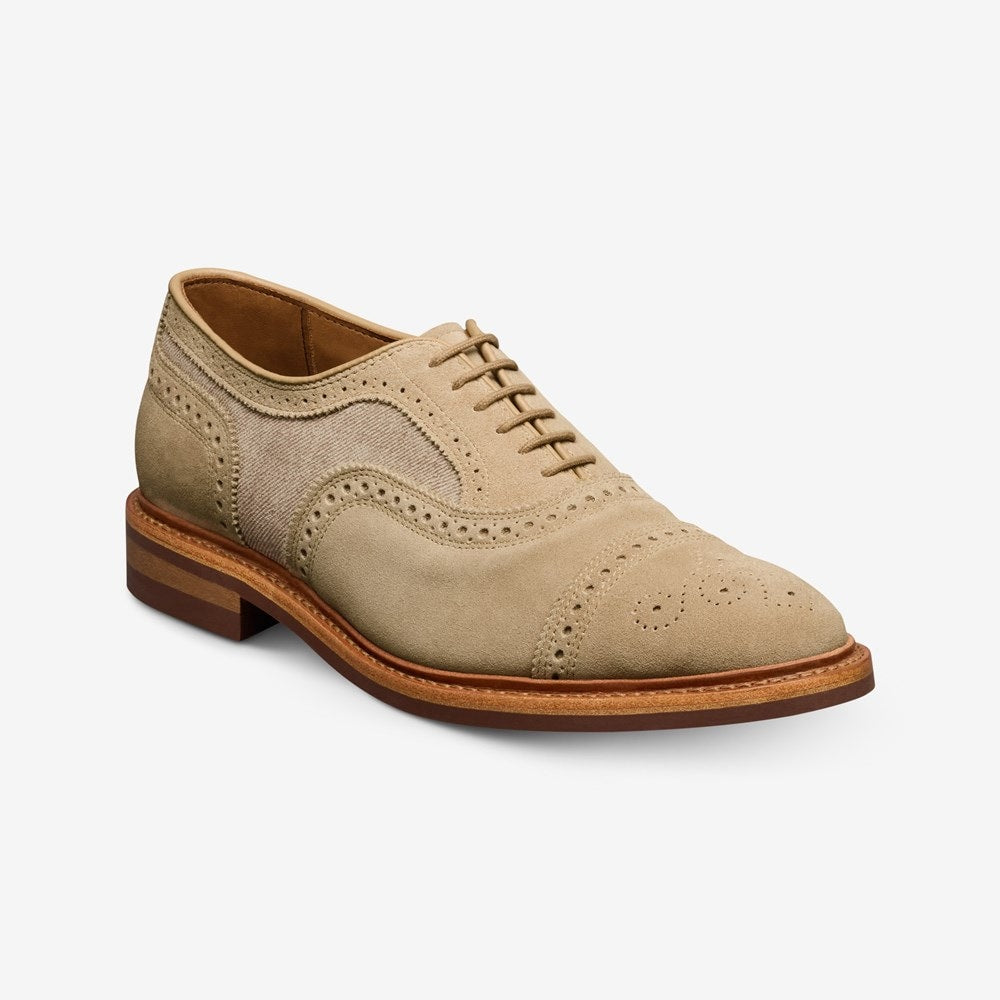 ALLEN EDMONDS STRANDMOK CAP-TOE OXFORD WITH DANITE SOLE - BONE SUEDE