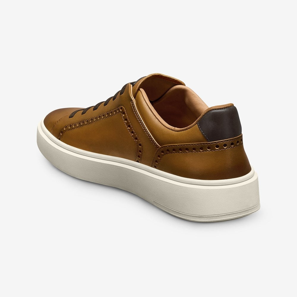 ALLEN EDMONDS OLIVER SLIP-ON STRETCH-LACE BROGUE SNEAKER - WALNUT