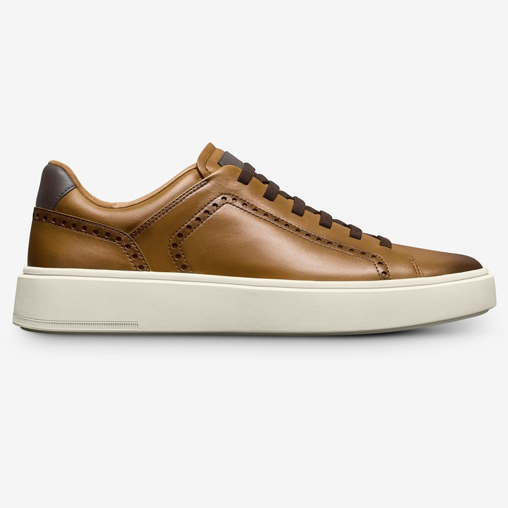 ALLEN EDMONDS OLIVER SLIP-ON STRETCH-LACE BROGUE SNEAKER - WALNUT