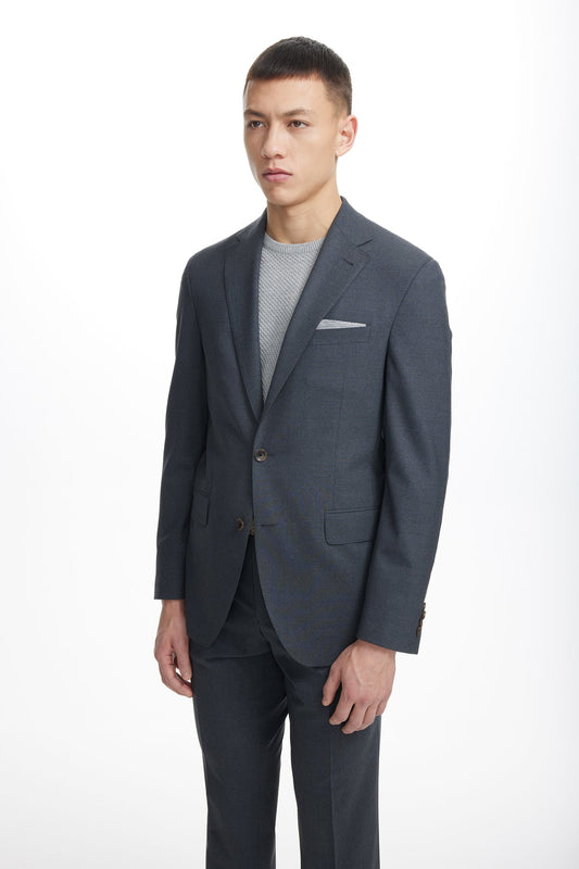 JACK VICTOR CHARCOAL SOLID DEAN WOOL STRETCH SUIT