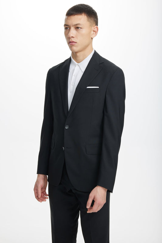 BLACK SOLID DEAN WOOL STRETCH SUIT