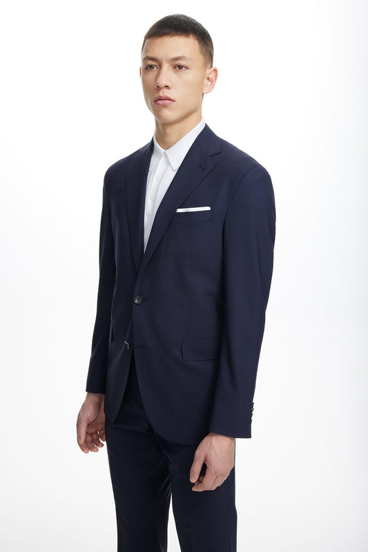 JACK VICTOR NAVY SOLID DEAN WOOL STRETCH SUIT